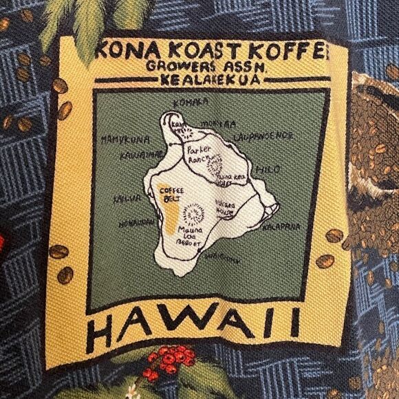 REYN SPOONER Kona Coffee Mens Size Large Multicolor Pullover Hawaiian Polo Shirt - Picture 4 of 8